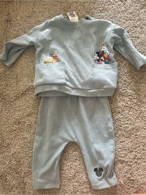 Light Blue Baby Disney Sweatshirt & Pants Set 6-9mo